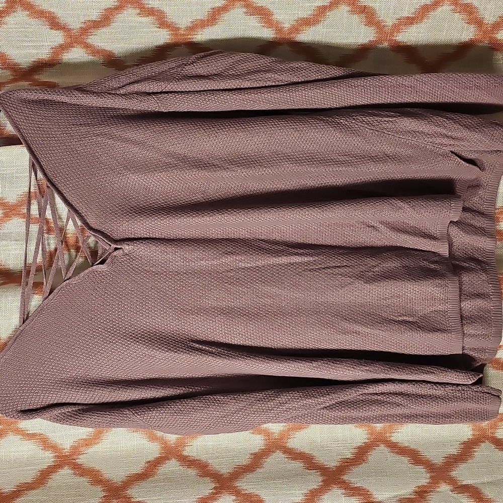 Purple Knit Sweater with Crisscross Back - Picture 3 of 4